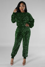 Load image into Gallery viewer, Sequin Long Sleeve Top and Pant Set