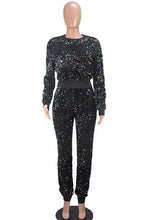 Load image into Gallery viewer, Sequin Long Sleeve Top and Pant Set