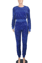 Load image into Gallery viewer, WOMEN FASHION SEQUIN TWO PIECE PANT SET