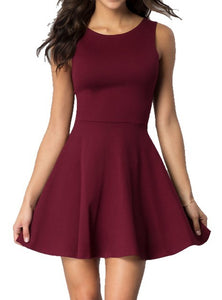 JUNIORS SLEEVELESS DRESS WITH CUT OUT BACK