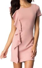 Load image into Gallery viewer, SHORT SLEEVE DRESS WITH ASYMMETRICAL RUFFLE
