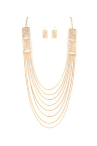 GOLD TRIBAL LAYERED SIMPLE NECKLACE SET