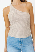 Load image into Gallery viewer, ONE SHOULDER TAPE YARN KNIT TOP
