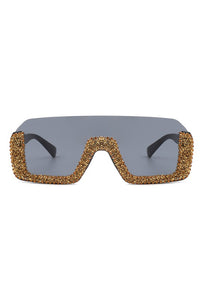 Square Half Frame Oversize Sunglasses