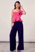 Load image into Gallery viewer, ONE SHOULDER RUFFLE PEPLUM TOP
