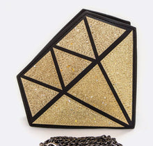 Load image into Gallery viewer, Diamond Shape Clutch Purse with chain strap
