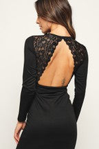 Load image into Gallery viewer, L/S Lace Back Dress  (50% Off w/Sale Code)
