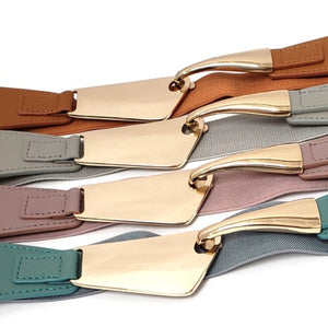 Metal closure skinny elastic belt