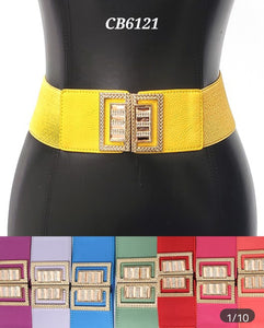 Gold metal square buckle belt