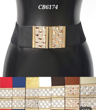 Load image into Gallery viewer, Rhinestone gold buckle belt
