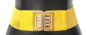 Gold metal square buckle belt