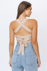 RIBBED KNIT CAMI FEATURED IN A CROPPED SILHOUETTE